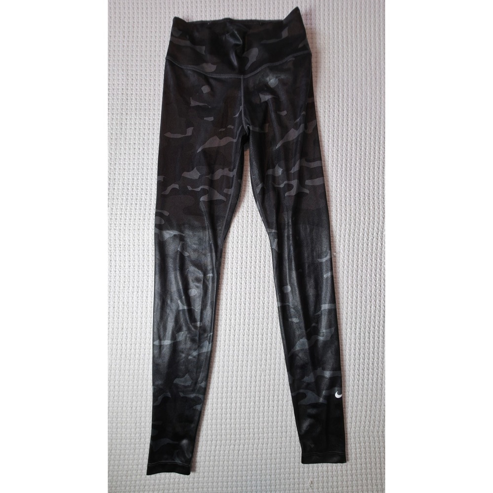 Nike Camo Leggings Womens XS Black Metallic Dri-FIT‎ High Rise Tights